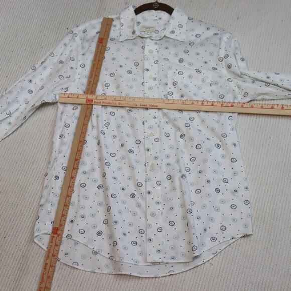 Club Monaco Slim Fit White Button Down Shirt Medium Geometric Print - Picture 7 of 7